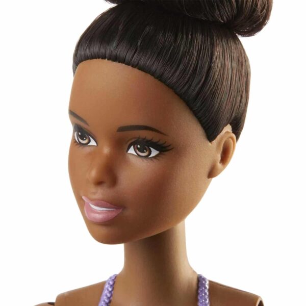 Barbie Ballerina Doll in Purple Tutu with Black Hair, Brown Eyes, Ballet Arms & Sculpted Toe Shoes – Image 2