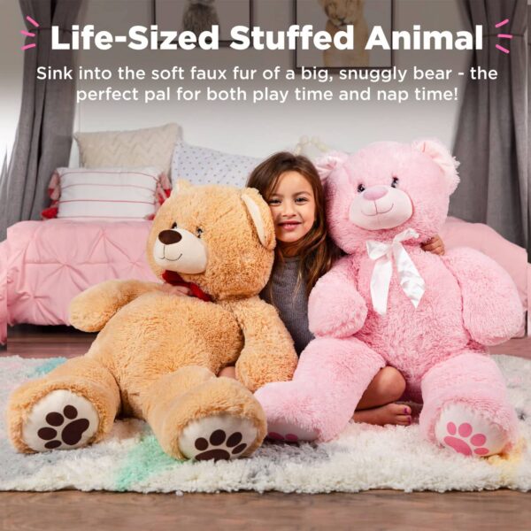 Best Choice Products 38in Giant Soft Plush Teddy Bear Stuffed Animal Toy w_ Bow Tie, Footprints - Brown – Image 2