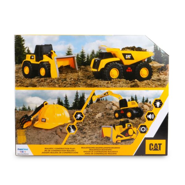 Cat Tough Machines Light & Sound Toy Vehicle Set Including Bonus Hard Helmet. Includes Cat Officially Licensed Dump Truck & Front End Loader – Image 2
