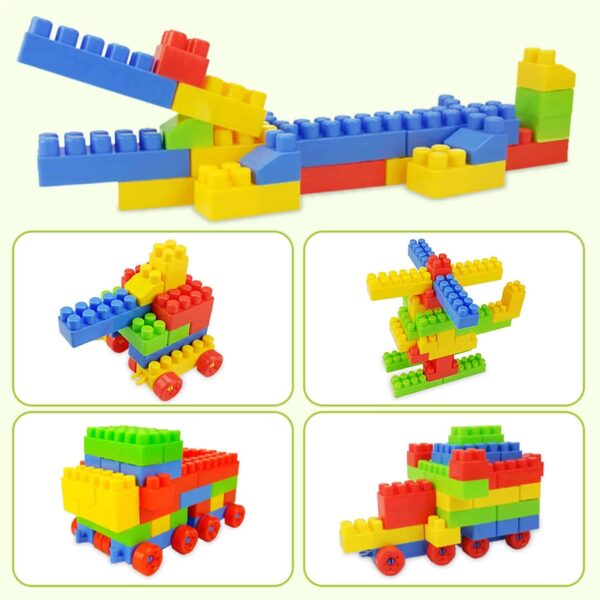 130 Pcs Building Toys for Toddlers, First Builders Building Blocks with Building Bag, Educational Assembly Toys Creative Kids Building Blocks for Children Boys and Girls Gift – Image 3