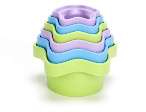 Green Toys Stacking Cups Purple_Blue_Green, Bath Toy, Baby_Toddler, Made from 100% Recycled Plastic