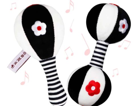 BUBABOX Baby Dumbbell Toy Rattle Set Black and White Soft Rattles for Baby Newborn Baby Toys 0 3 6 9 12 Months Boys Girls Gifts