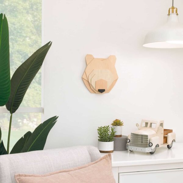 Little Love by NoJo Bear Head Layered Natural Wood Wall Décor – Image 2